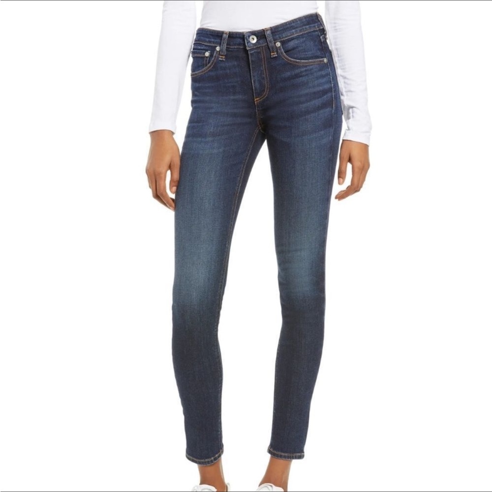 Rag & Bone Ankle Skinny Jeans Cropped Blue